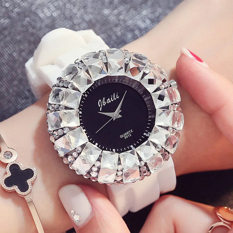 Fashion Women's Watch BlingBling Crystal Quartz Watches Women Silicone Band  Casual Ladies Wristwatches Relogio Feminino
