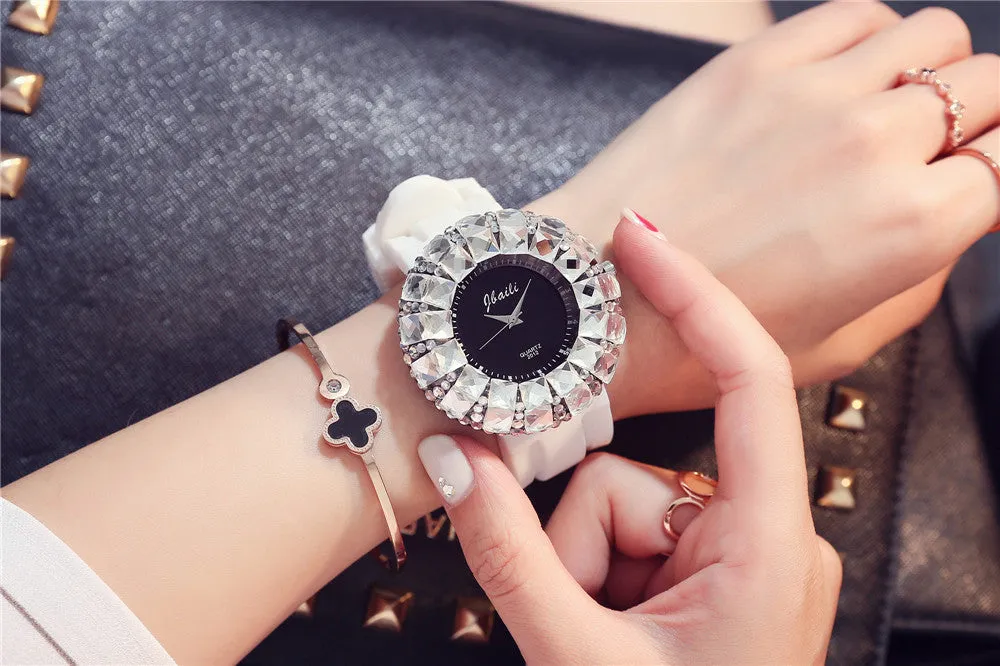 Fashion Women's Watch BlingBling Crystal Quartz Watches Women Silicone Band  Casual Ladies Wristwatches Relogio Feminino