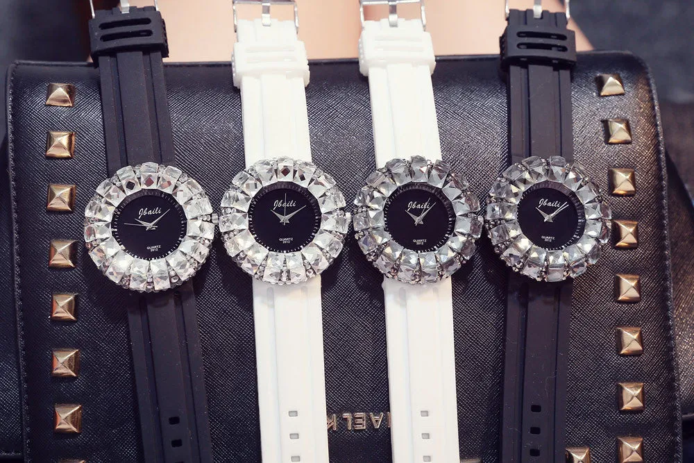 Fashion Women's Watch BlingBling Crystal Quartz Watches Women Silicone Band  Casual Ladies Wristwatches Relogio Feminino