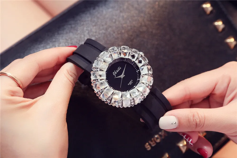 Fashion Women's Watch BlingBling Crystal Quartz Watches Women Silicone Band  Casual Ladies Wristwatches Relogio Feminino