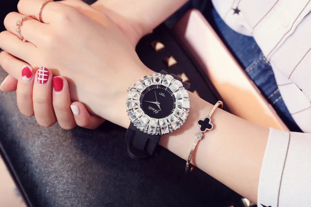 Fashion Women's Watch BlingBling Crystal Quartz Watches Women Silicone Band  Casual Ladies Wristwatches Relogio Feminino