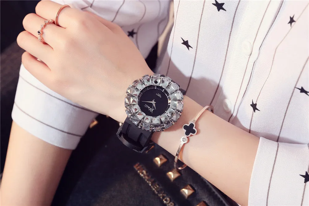 Fashion Women's Watch BlingBling Crystal Quartz Watches Women Silicone Band  Casual Ladies Wristwatches Relogio Feminino