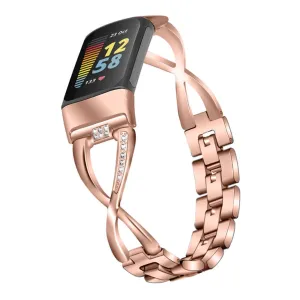 Fitbit Charge 5 Rhinestone X design watch strap - Rose Gold