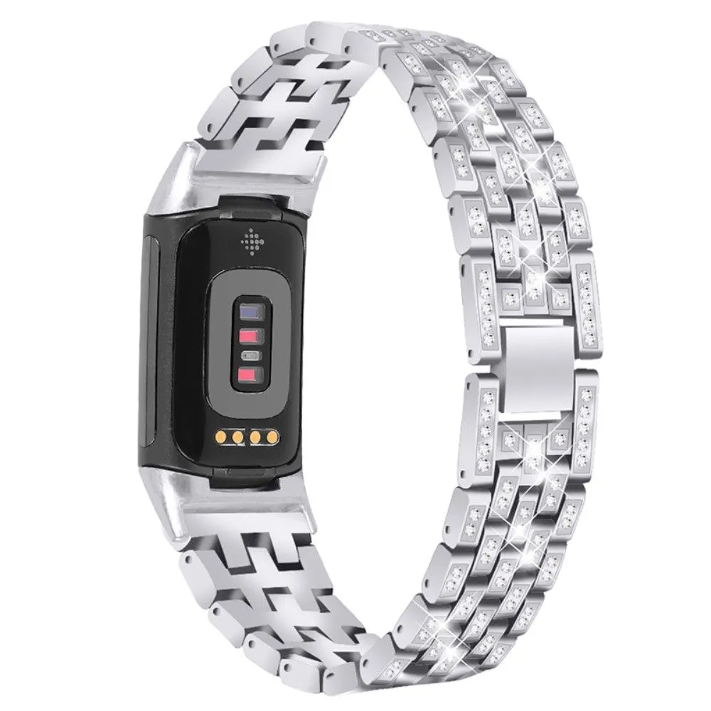 Fitbit Charge 5 shiny rhinestone watch strap - Silver