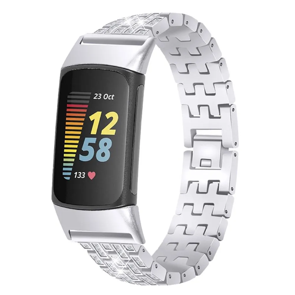 Fitbit Charge 5 shiny rhinestone watch strap - Silver