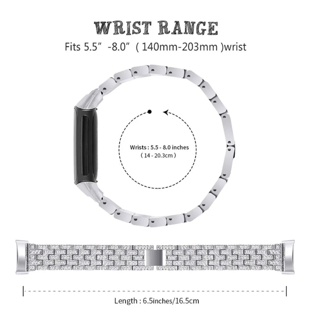 Fitbit Charge 5 shiny rhinestone watch strap - Silver