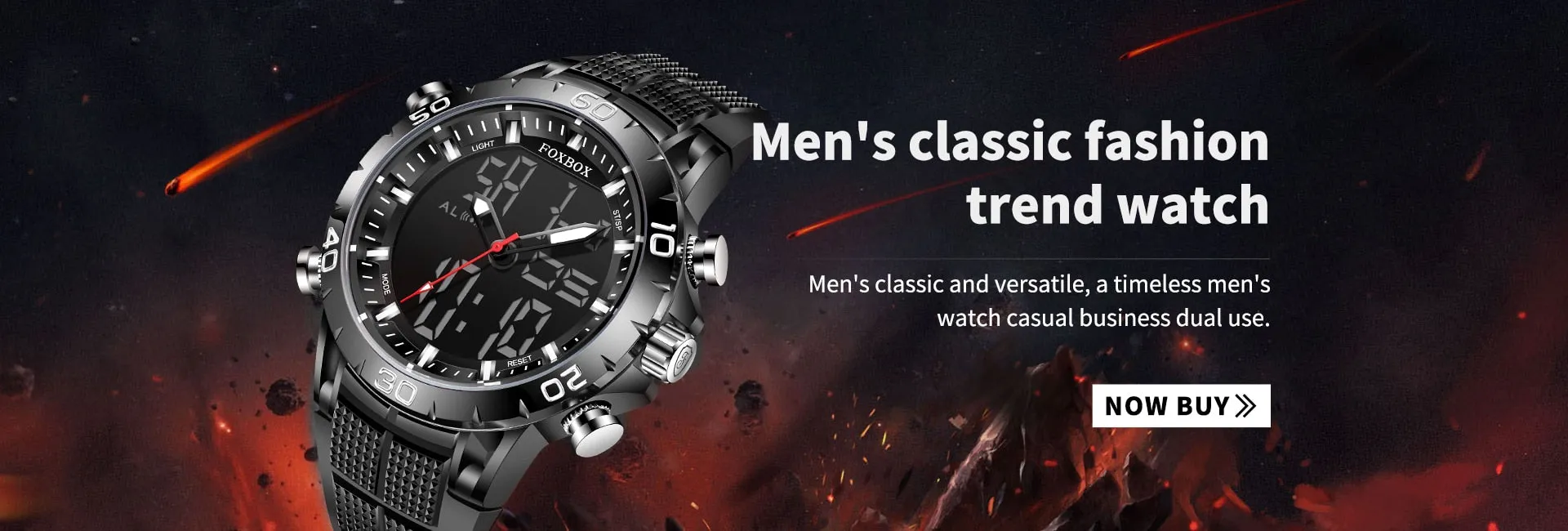 Foxbox Sport Mens Watches Top Brand Luxury Dual Display Quartz Watch For Men Military Waterproof Digital Electronic Watch
