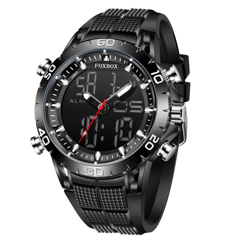 Foxbox Sport Mens Watches Top Brand Luxury Dual Display Quartz Watch For Men Military Waterproof Digital Electronic Watch