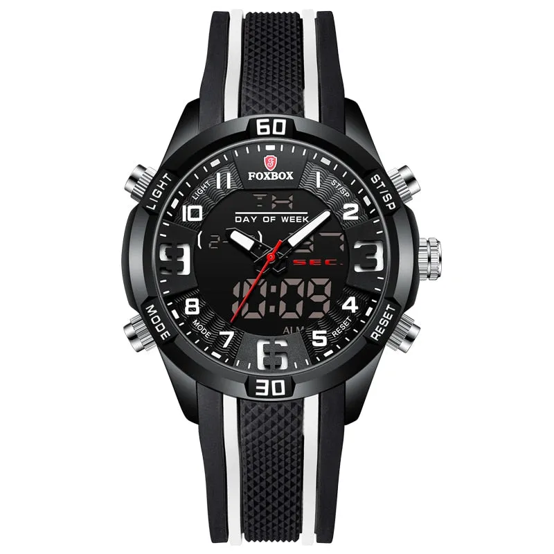 Foxbox Sport Mens Watches Top Brand Luxury Dual Display Quartz Watch For Men Military Waterproof Digital Electronic Watch