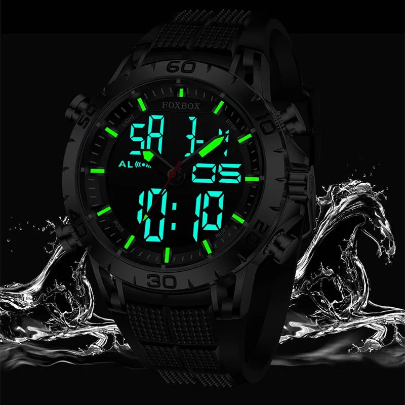 Foxbox Sport Mens Watches Top Brand Luxury Dual Display Quartz Watch For Men Military Waterproof Digital Electronic Watch