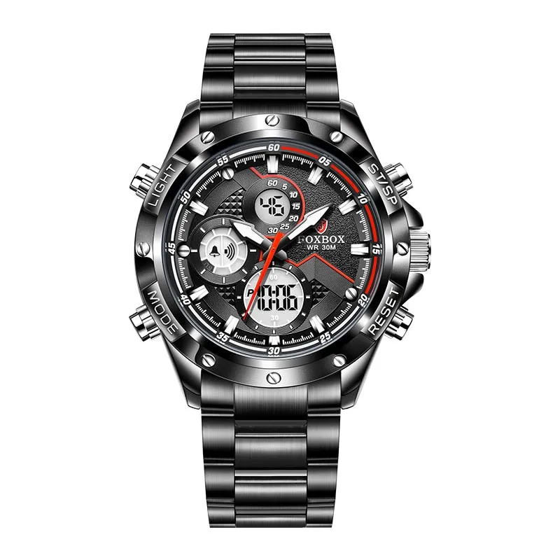 Foxbox Sport Mens Watches Top Brand Luxury Dual Display Quartz Watch For Men Military Waterproof Digital Electronic Watch