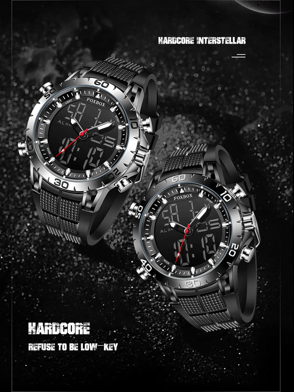 Foxbox Sport Mens Watches Top Brand Luxury Dual Display Quartz Watch For Men Military Waterproof Digital Electronic Watch
