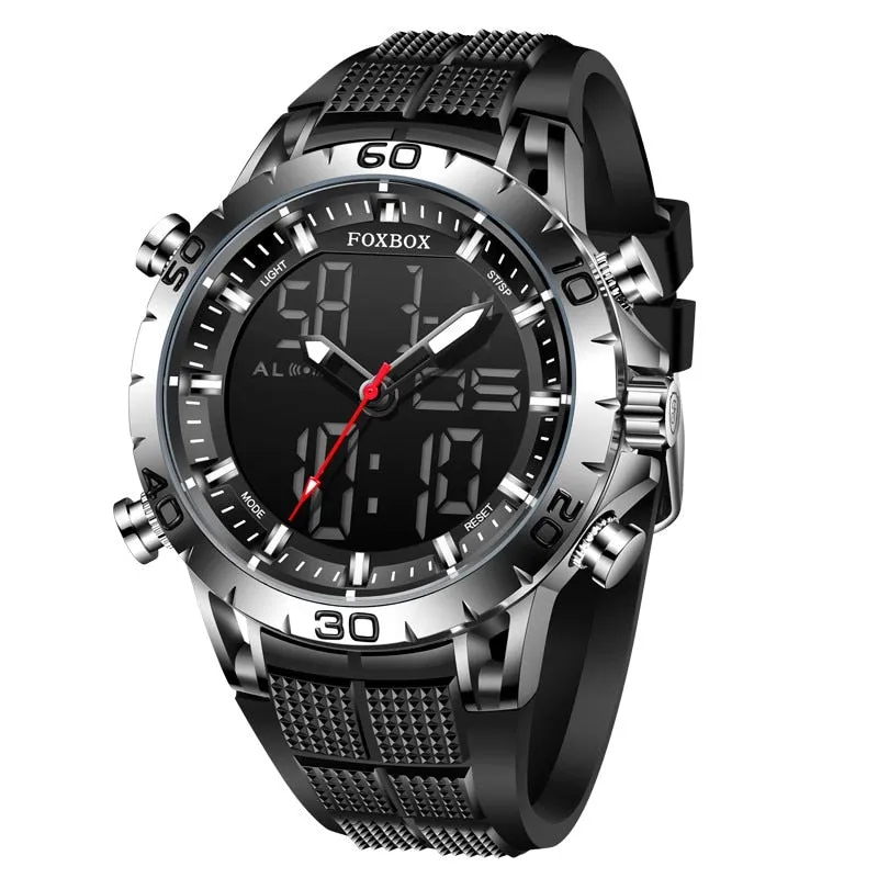 Foxbox Sport Mens Watches Top Brand Luxury Dual Display Quartz Watch For Men Military Waterproof Digital Electronic Watch