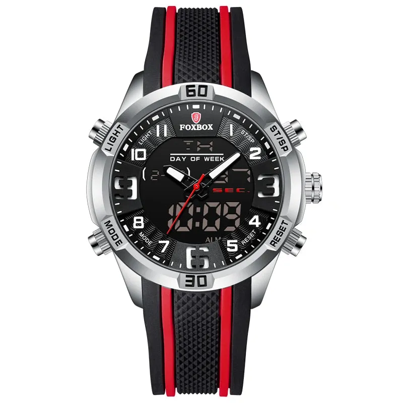 Foxbox Sport Mens Watches Top Brand Luxury Dual Display Quartz Watch For Men Military Waterproof Digital Electronic Watch