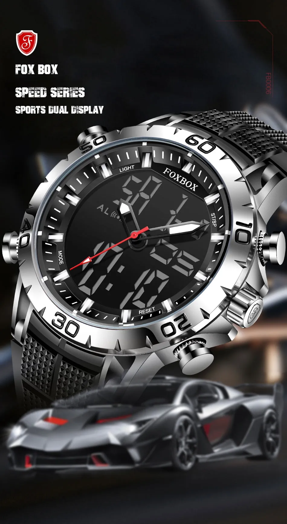 Foxbox Sport Mens Watches Top Brand Luxury Dual Display Quartz Watch For Men Military Waterproof Digital Electronic Watch