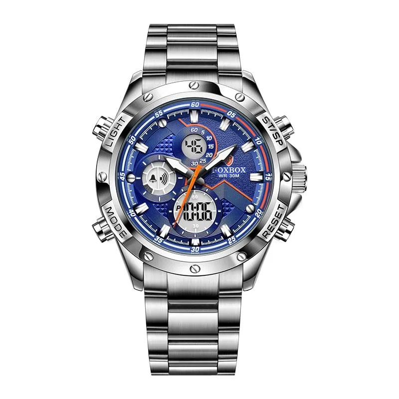 Foxbox Sport Mens Watches Top Brand Luxury Dual Display Quartz Watch For Men Military Waterproof Digital Electronic Watch