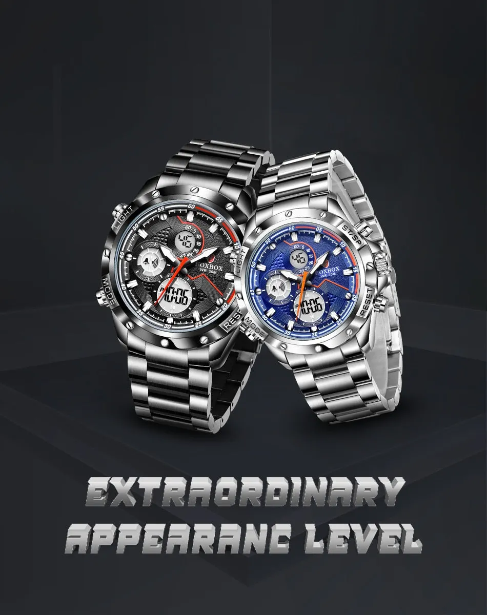 Foxbox Sport Mens Watches Top Brand Luxury Dual Display Quartz Watch For Men Military Waterproof Digital Electronic Watch