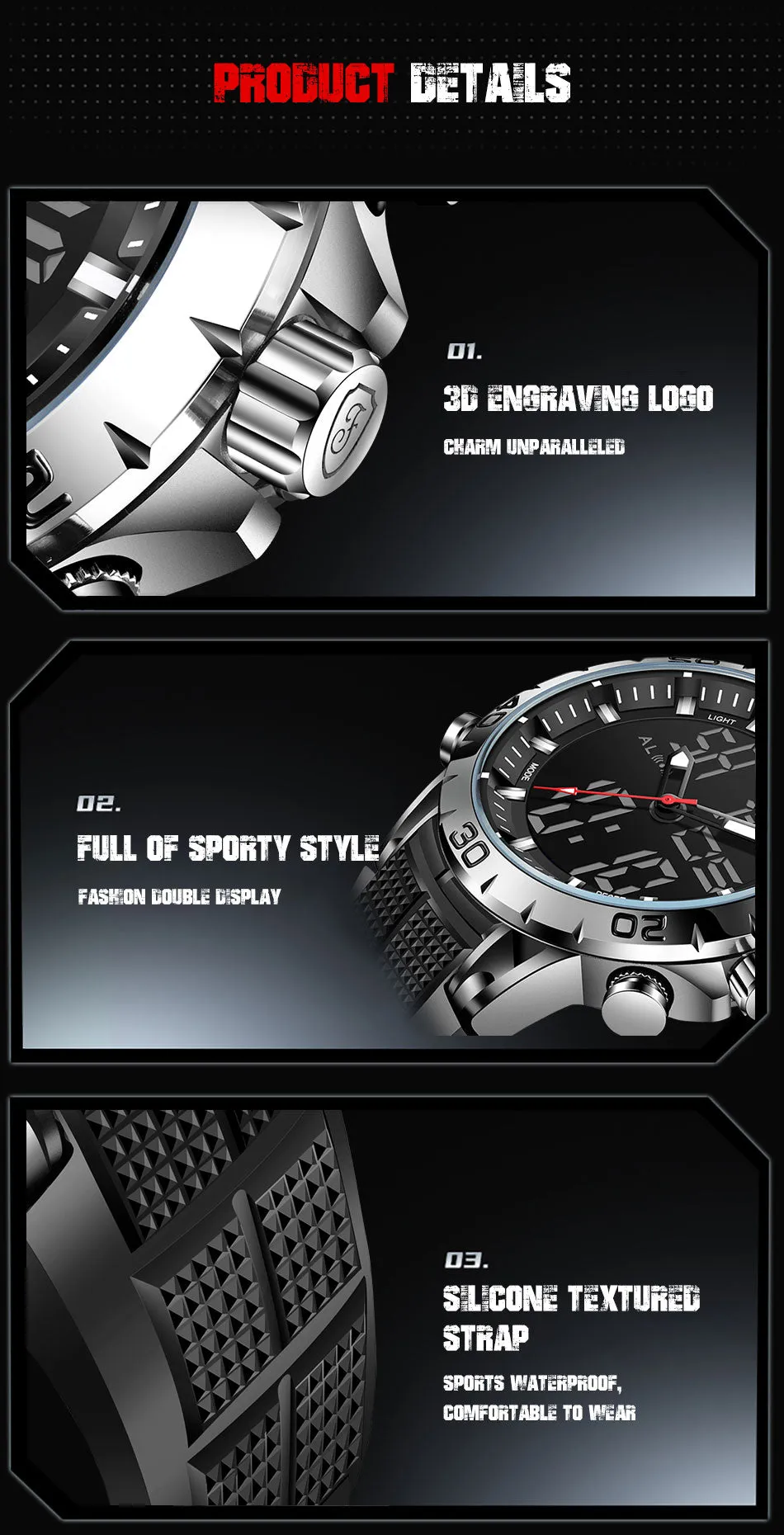 Foxbox Sport Mens Watches Top Brand Luxury Dual Display Quartz Watch For Men Military Waterproof Digital Electronic Watch