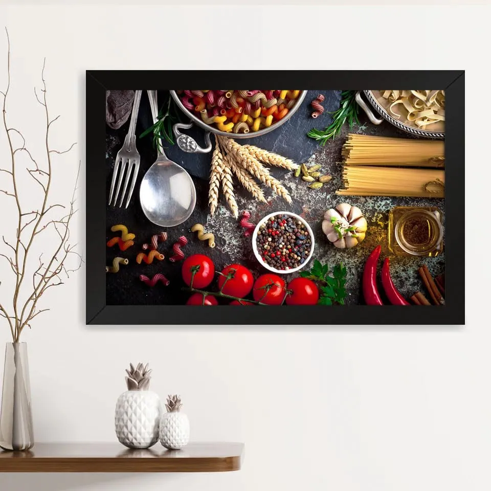 GADGETS WRAP Printed Photo Frame Matte Painting for Home Office Studio Living Room Decoration (14x11inch Black Framed) - Food Spices Kitchen