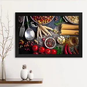 GADGETS WRAP Printed Photo Frame Matte Painting for Home Office Studio Living Room Decoration (14x11inch Black Framed) - Food Spices Kitchen