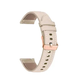 Genuine leather watch strap with pin buckle 18mm (joint circumference: 180-220 mm) - Beige / Brown