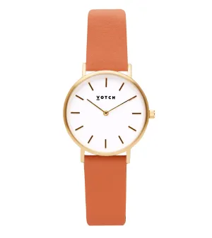 Gold & Burnt Orange Watch | Petite
