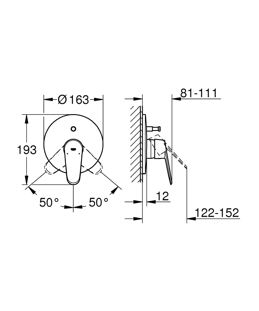Grohe Eurodisc Cosmopolitan Single-Lever Bath Mixer in Chrome for High Pressure Systems - 19548002