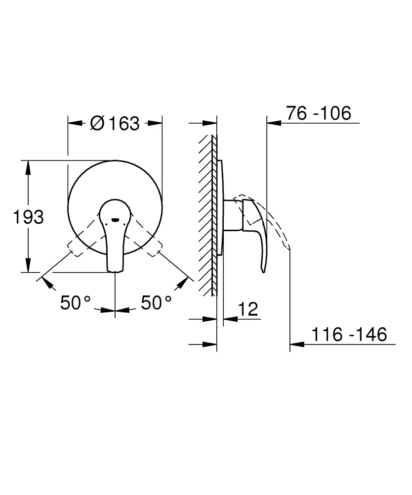 Grohe Eurosmart Single-Lever Shower Mixer Trim in Chrome - 19451002