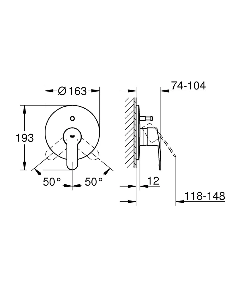 Grohe Eurostyle Cosmopolitan Single-Lever Bath Shower Mixer Trim in Chrome - 19506002