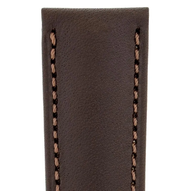 Hirsch KENT Textured Natural Leather Watch Strap in BROWN