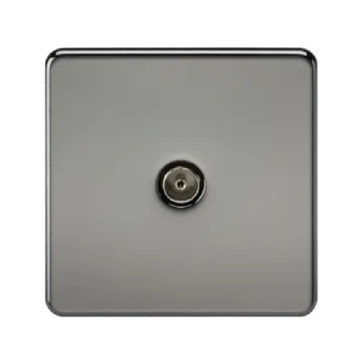 Knightsbridge Screwless 1 Gang TV Outlet (Non-Isolated) - Black Nickel