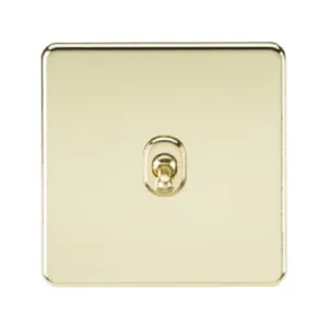 Knightsbridge Screwless 10A 1 Gang 2 Way Toggle Switch - Polished Brass
