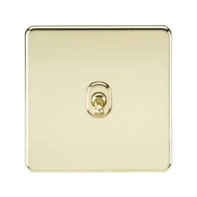 Knightsbridge Screwless 10A 1 Gang 2 Way Toggle Switch - Polished Brass