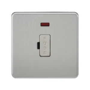 Knightsbridge Screwless 13A Unswitched Fused Connection Unit With Neon - Brushed Chrome