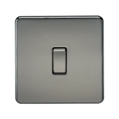 Knightsbridge Screwless 20A 1 Gang Double Pole Switch - Black Nickel