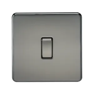 Knightsbridge Screwless 20A 1 Gang Double Pole Switch - Black Nickel