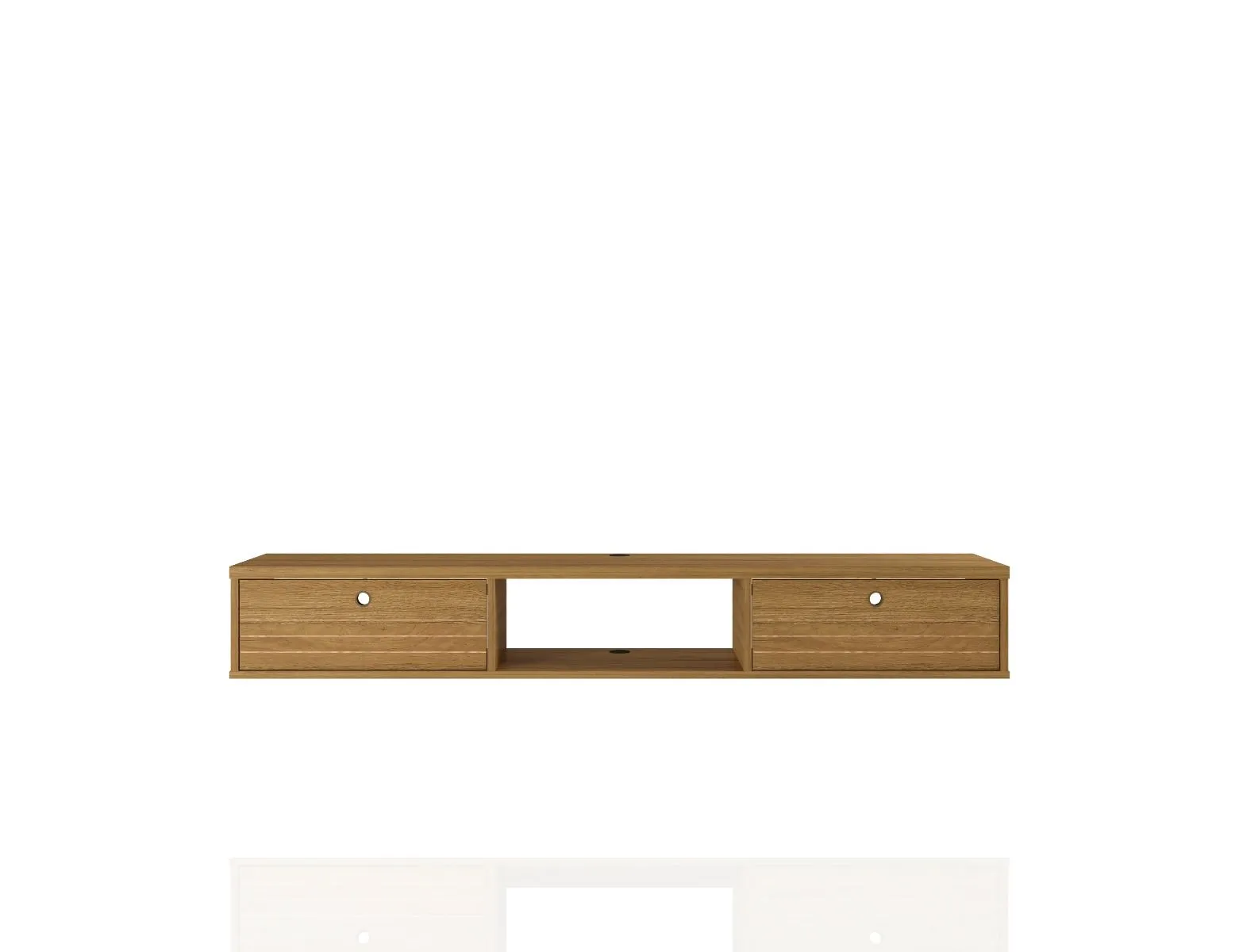 Liberty 62.99 Mid-Century Modern Floating Office Desk with 3 Shelves in Cinnamon