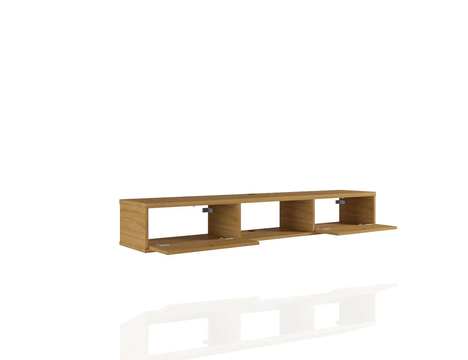 Liberty 62.99 Mid-Century Modern Floating Office Desk with 3 Shelves in Cinnamon