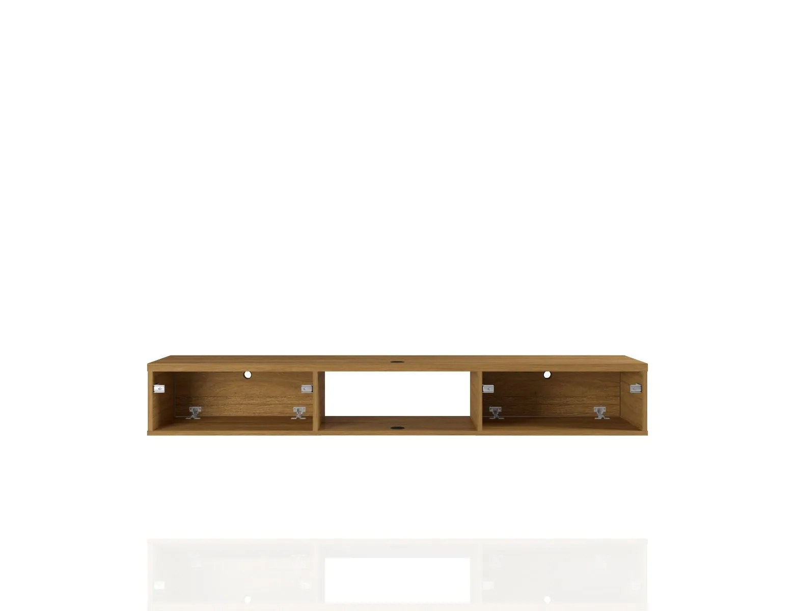 Liberty 62.99 Mid-Century Modern Floating Office Desk with 3 Shelves in Cinnamon