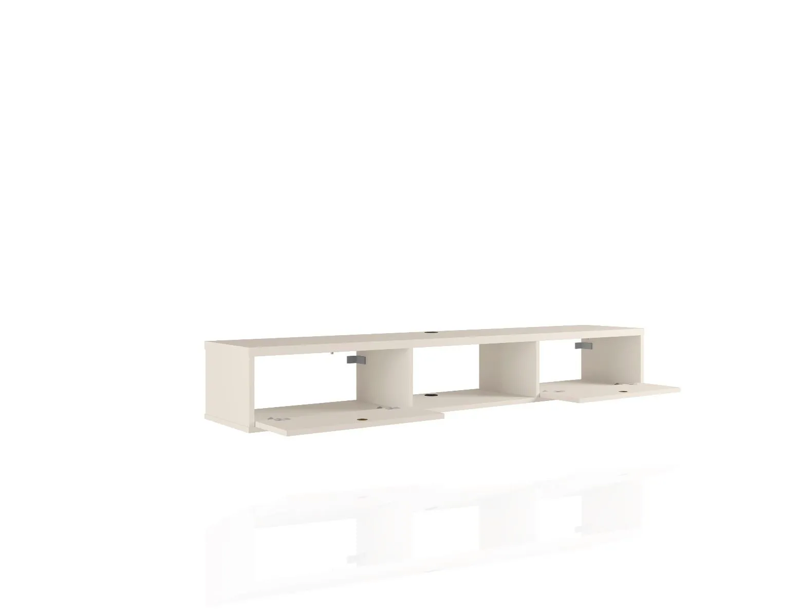 Liberty 62.99 Mid-Century Modern Floating Office Desk with 3 Shelves in Off White