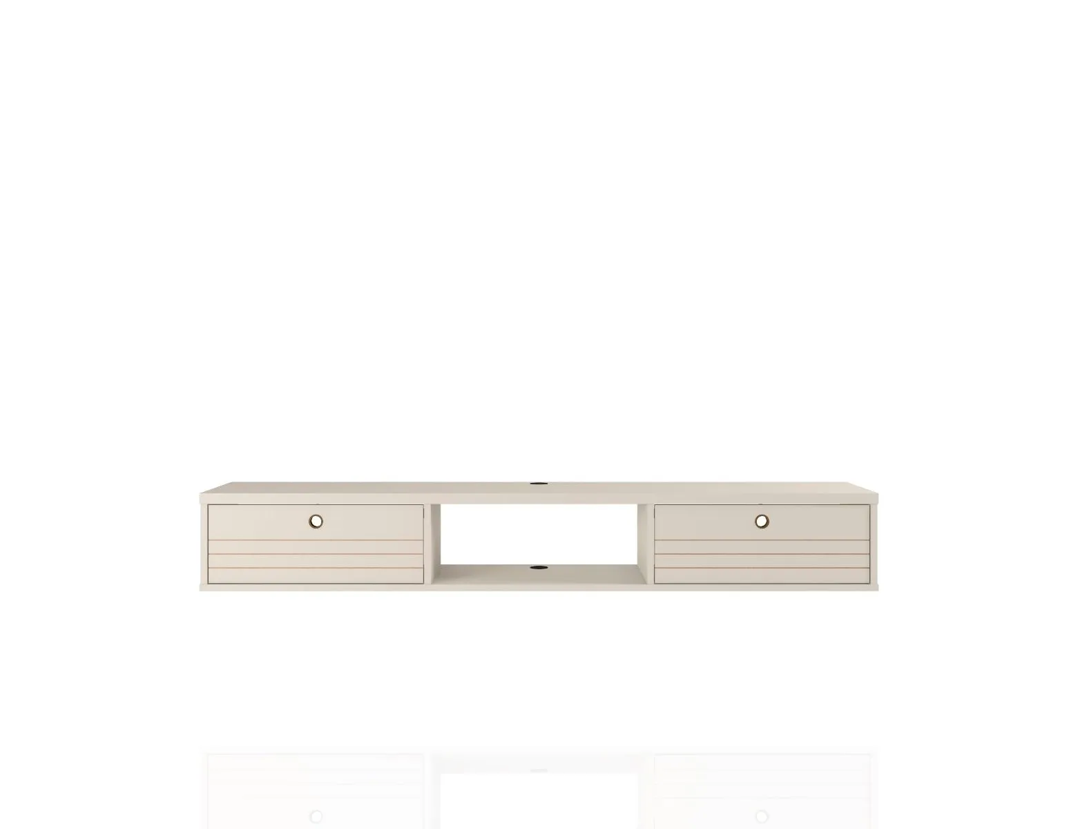 Liberty 62.99 Mid-Century Modern Floating Office Desk with 3 Shelves in Off White