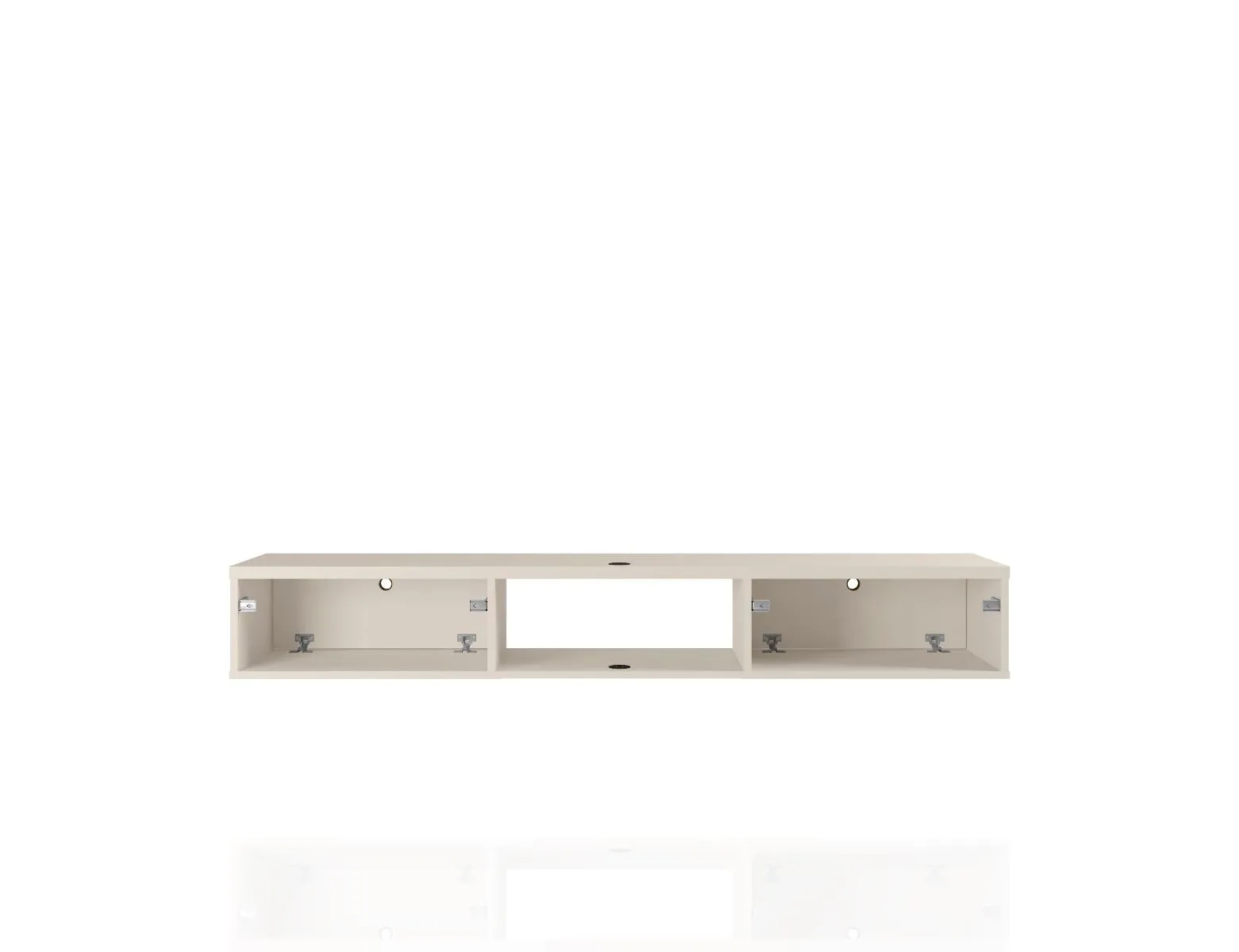 Liberty 62.99 Mid-Century Modern Floating Office Desk with 3 Shelves in Off White
