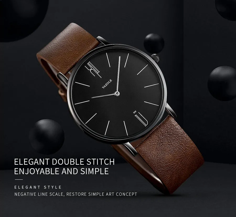 Luxury Men Watch Leather Quartz Wristwatches