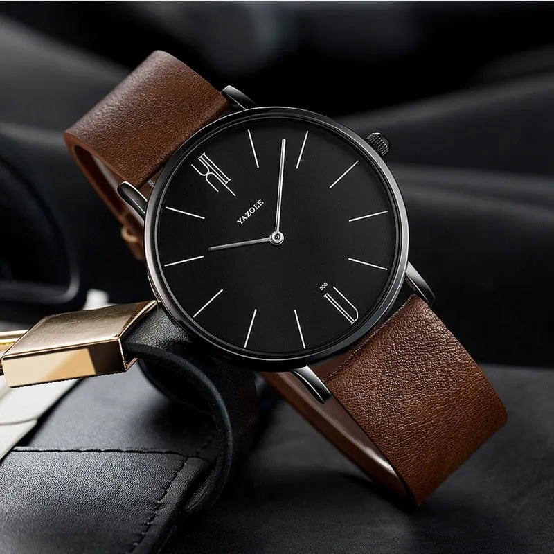 Luxury Men Watch Leather Quartz Wristwatches