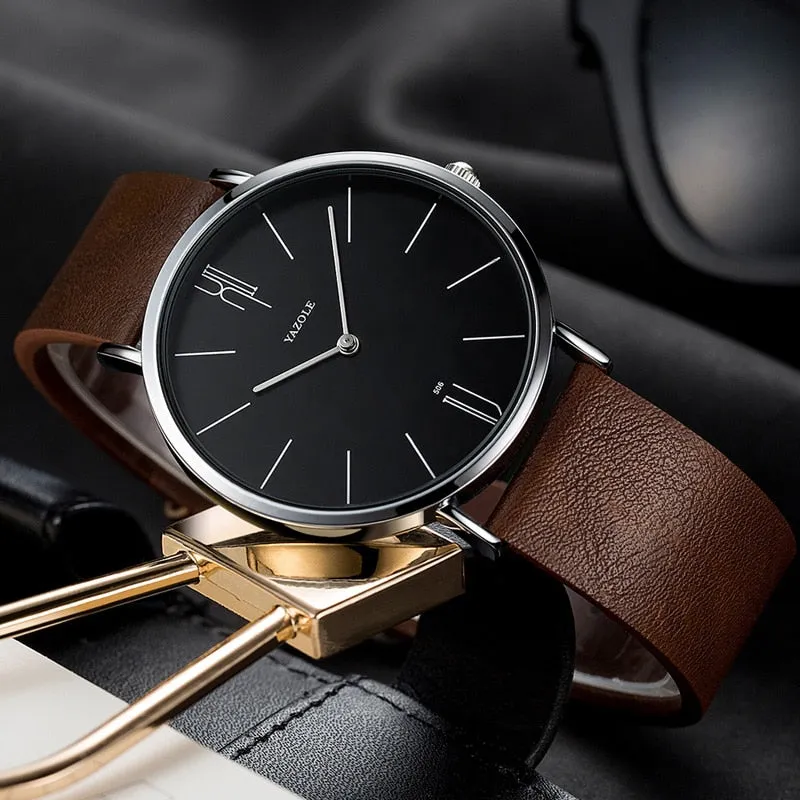 Luxury Men Watch Leather Quartz Wristwatches