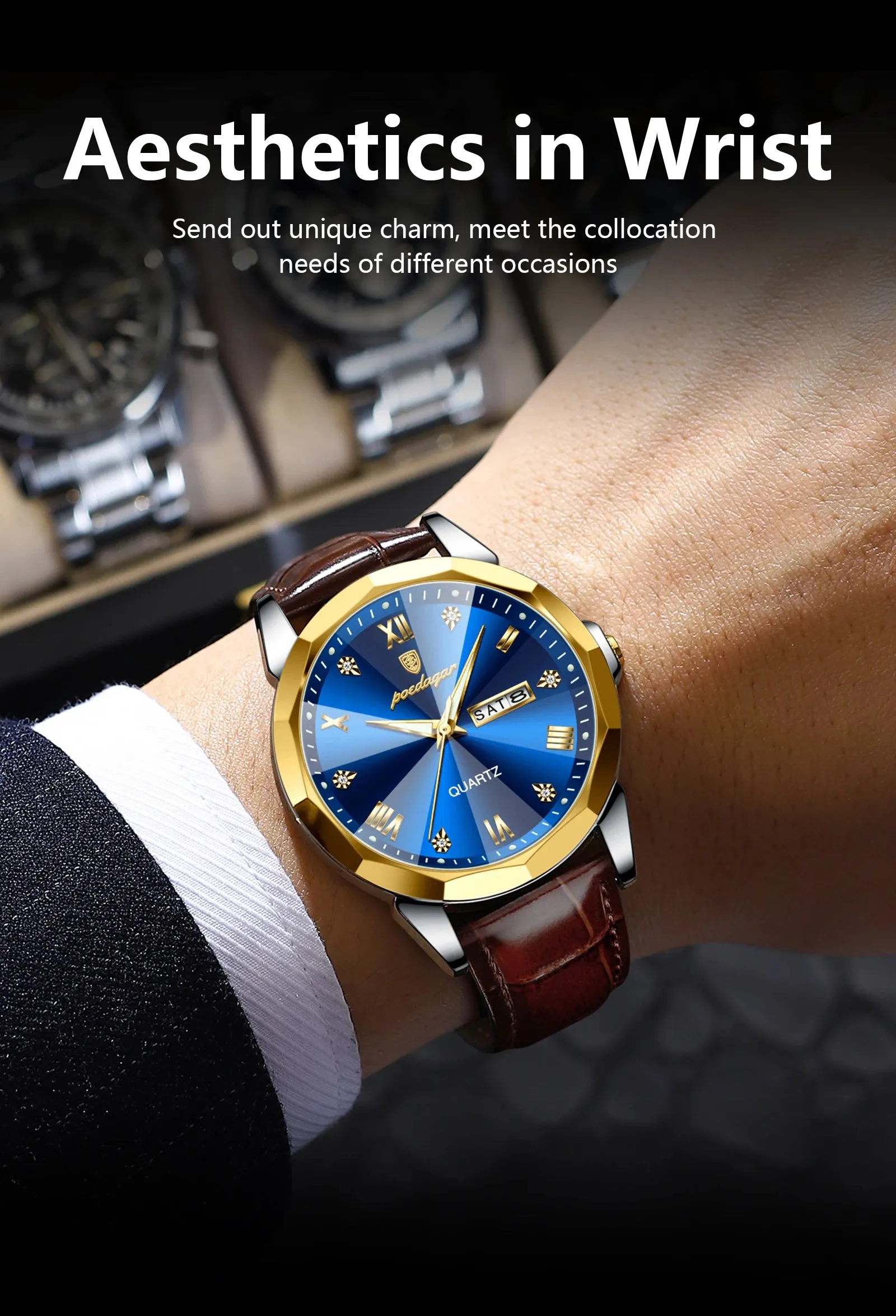 Luxury Men's Quartz Leather Watch