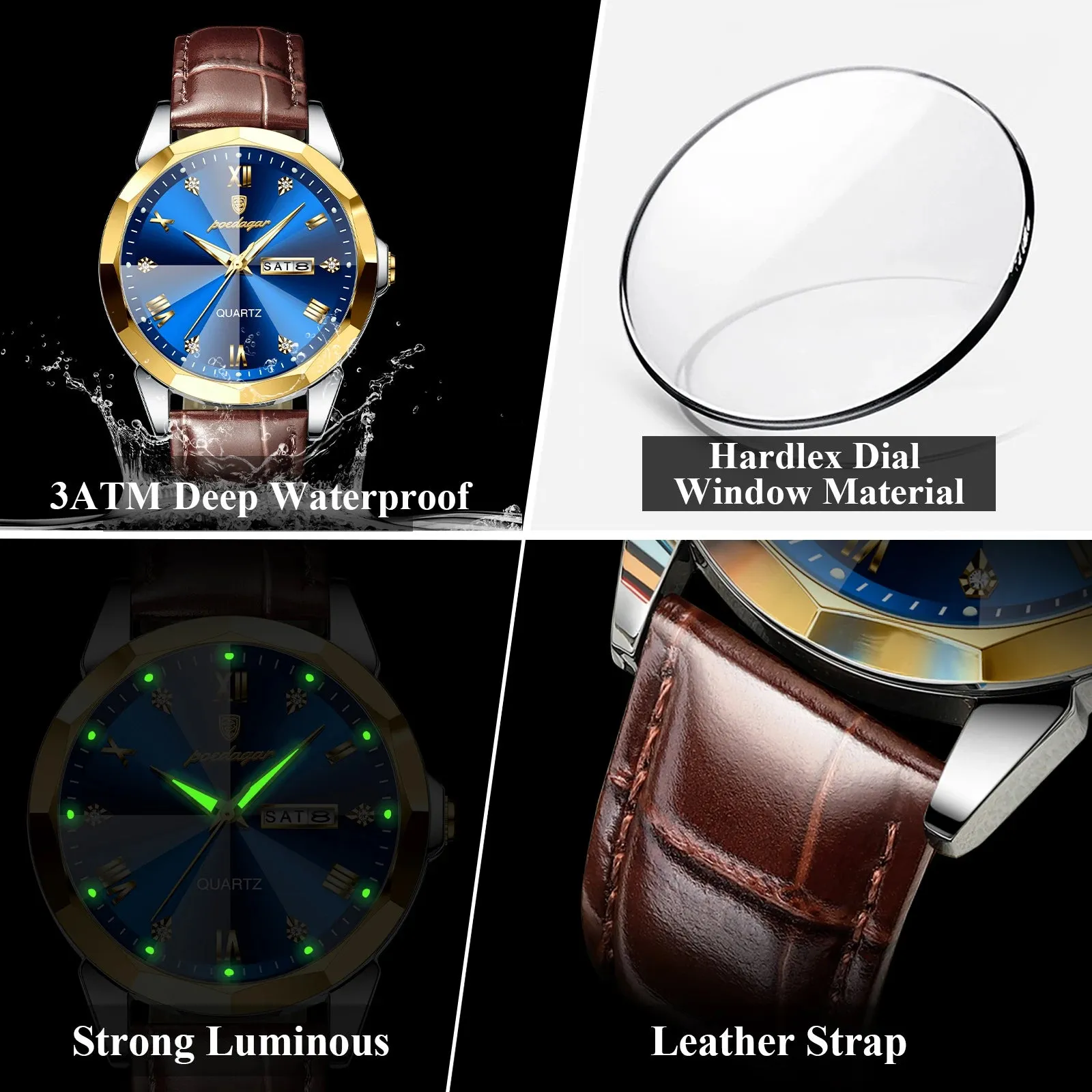 Luxury Men's Quartz Leather Watch
