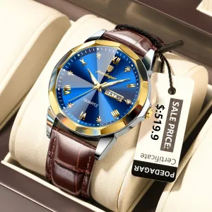 Luxury Men's Quartz Leather Watch