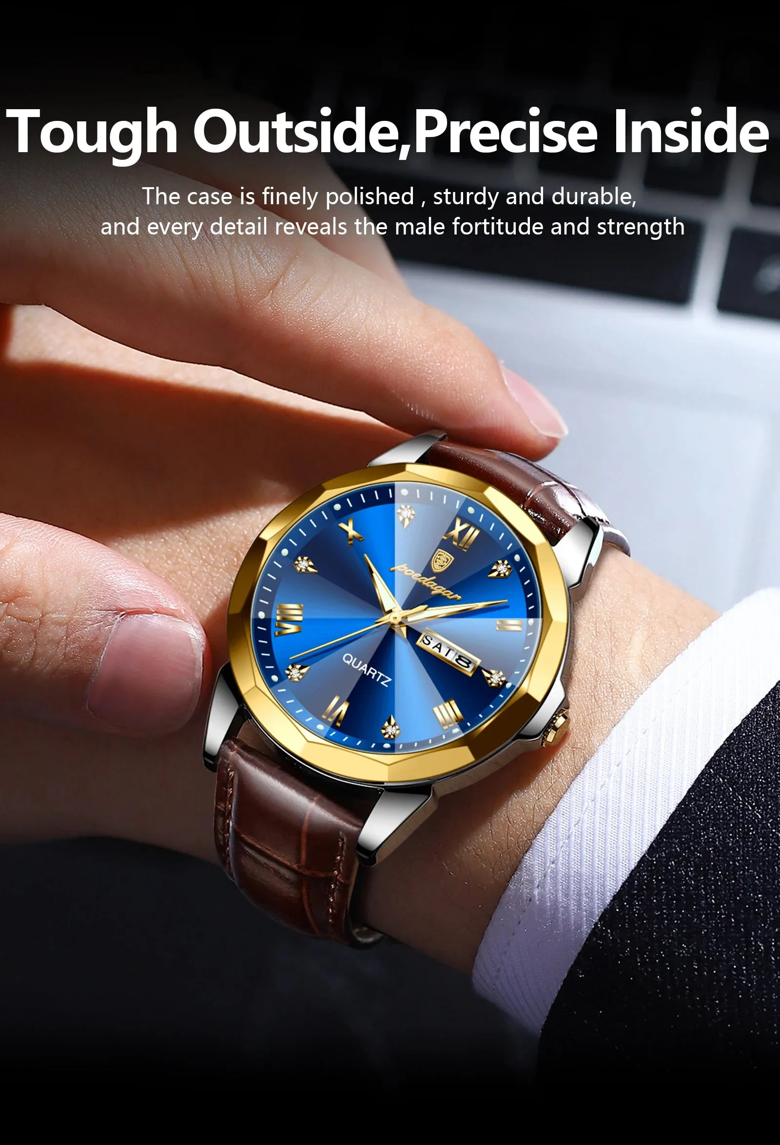 Luxury Men's Quartz Leather Watch
