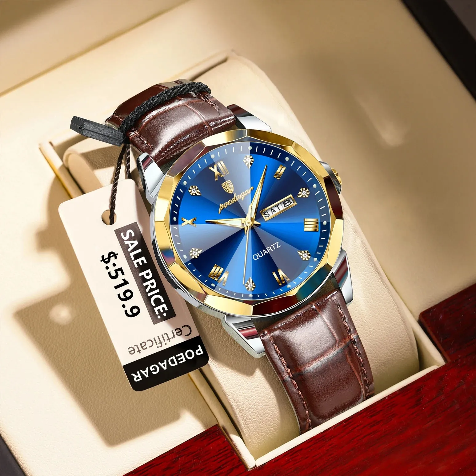 Luxury Men's Quartz Leather Watch